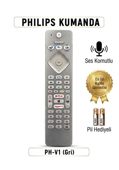 Ses Komutlu Ph-v1 Gri Kumanda Pil