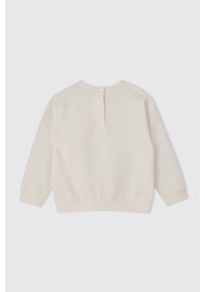 Panço Kız Bebek Aksesuar Detaylı Ekru Sweatshirt Krem