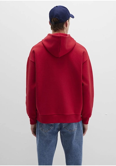 Mavi Logo Baskılı Kapüşonlu Kırmızı Erkek Sweatshirt M067149-70464 Kırmızı