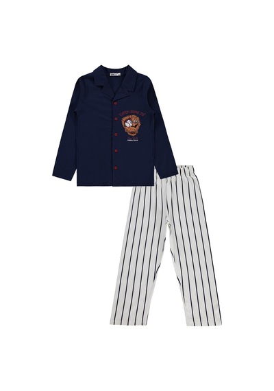 Civil Boys Önü Düğmeli 6-9 Yaş Pijama Takımı - Lacivert
