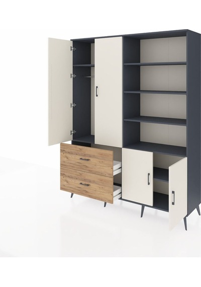 Hyperion Gardrop 7 Raflı 2 Çekmeceli Tek Askılı 176x44x221 Antrasit-aytaşı/çam Aytaşı/çam Hyperion Gardrop 7 Raflı 2 Çekmeceli Tek Askılı 176x44x221 Antrasit-aytaşı/çam Aytaşı/çam