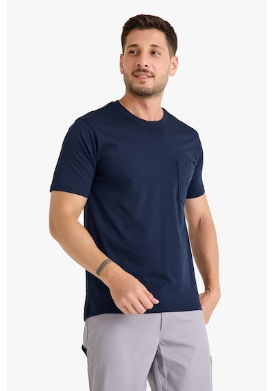 Bisiklet Yaka Kalem Cepli T-shirt Lacivert