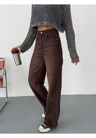 Kadın Kahverengi Taşlamalı Wide-leg Jean Yüksek Bel Geniş Paça Kot Pantolon Kahverengi+wide-leg Kadın Kahverengi Taşlamalı Wide-leg Jean Yüksek Bel Geniş Paça Kot Pantolon Kahverengi+wide-leg