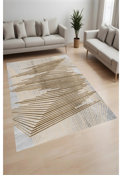 Rovigo Home Dijital Baskı Yıkanabilir Kaymaz Taban Salon Halısı Ve Yolluk Rv096-fnl383 Bej