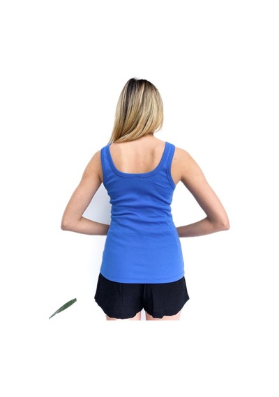 Kadın Fitilli Düğme Detaylı Askılı Body Mavi