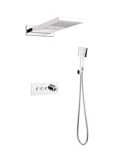 Mistillo Termostatik Ankastre Duş Seti 550x220 Mm Sus 304 Krom Şelale & Yağmur Panel Tepe Duşu Krom - Parlak