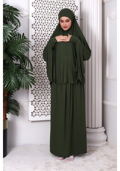 2 Parça Pratik Namaz Elbisesi 8016 Haki