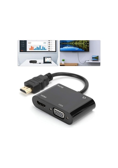 1080p 2in1 Hd&apos Den Vga&apos Ya Hdmi To Vga Hd Dönüştürücü Bilgisayar Projeksiyonu - Hd Ürünleri Için Tv Adaptörüne Vga Ürünlerini Bağlama Zr724 1080p 2in1 Hd&apos Den Vga&apos Ya Hdmi To Vga Hd Dönüştürücü Bilgisayar Projeksiyonu - Hd Ürünleri Için Tv Adaptörüne Vga Ürünlerini Bağlama Zr724