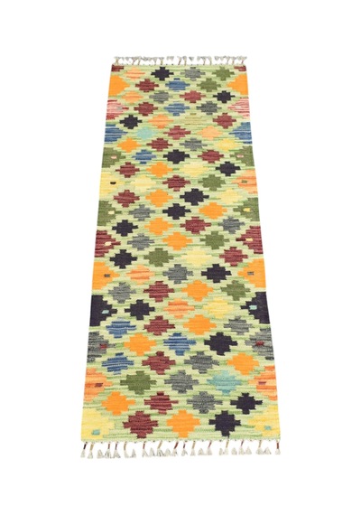 Zehra Abla Halı Yeni El Dokuma Cerit Yörükleri Meşhed İran Mini Yolluk Yün Kilim 7223 Çok Renkli