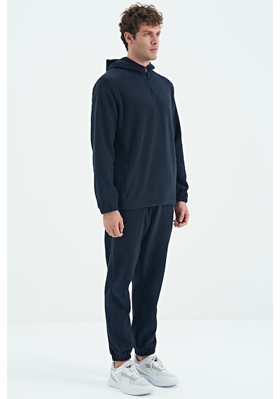 Tommy Life Hektor Lacivert Kapüşonlu Polar Erkek Eşofman Takım - 85227 Lacivert