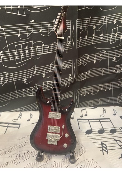 Herşey Nota Elektro Gitar Koyu Kahve El Yapımı Biblo Minyatür 25