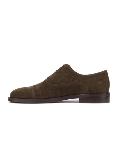 Shoetyle - Haki Süet Deri Bağcıklı Erkek Klasik Ayakkabı 250-2030-782-haki