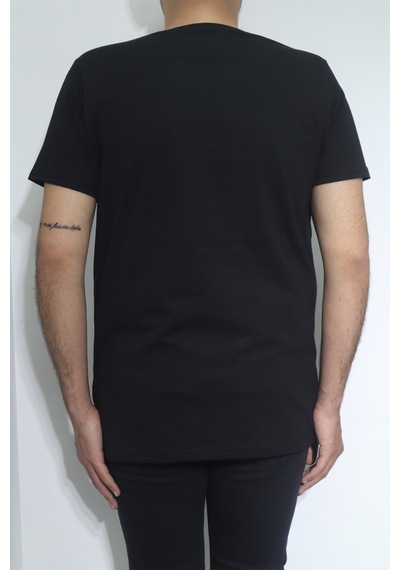Santa Dmctekstil Erkek Düz Spor Kesim Dar Kalıp Bisiklet Yaka Battal T-shirt Siyah