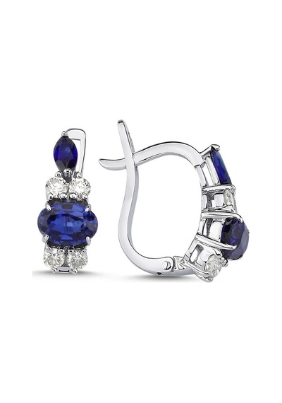 1,32 Karat Pırlantalı Safir Küpe