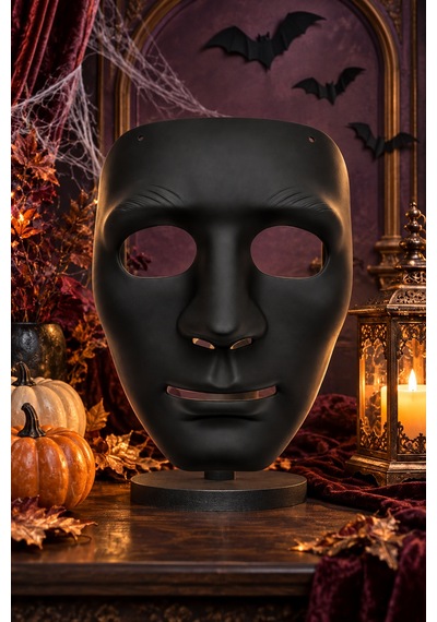 Halloween Siyah Anonim Erkek Yüz Maskesi Boyanabilir Cadılar Bayramı Partisi Ve Kostüm Aksesuarı