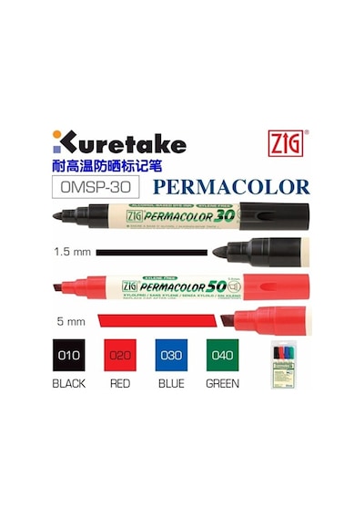 Zig Permacolor 50 Yan Kesik 5mm Siyah