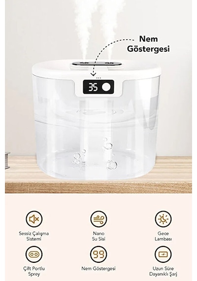 1.5 Litre Dijital Çift Sprey Oda Hava Nemlendirici Aromaterapi