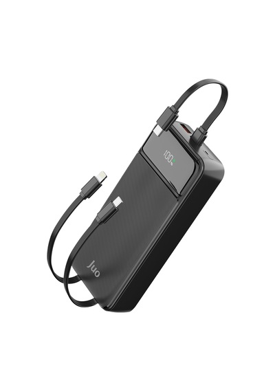 Juo 20000mah 22.5w Led Ekranlı Lightning Ve Type-c Kablolu Powerbank Taşınabilir Hızlı Şarj Cihazı Siyah