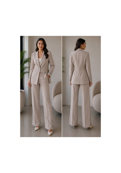 Gül&can Butik İkili Pantolon Ceket Takimi Bej