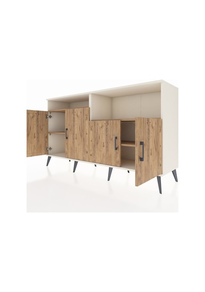Hyperion Konsol 4 Raflı 4 Kapaklı 176x44x99 Aytaşı-çam Aytası/atlas Çam - Aytası