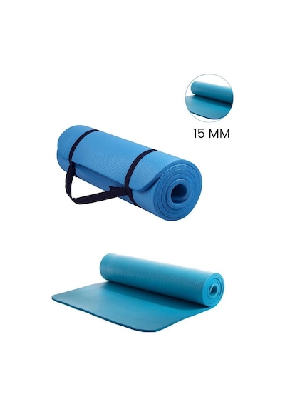 Ckspor 15 Mm Kaymaz Nbr Pilates Matı Taşıma Askılı Yoga Veegzerisiz Minderi Mavi