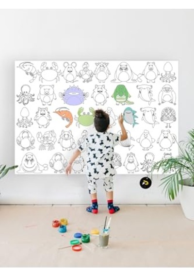 Hayvanlar Alemi Eğitici Dev Boyama Kağıdı Çocuklar Için Aktivite Boyama Rulosu 90x130cm Diğer