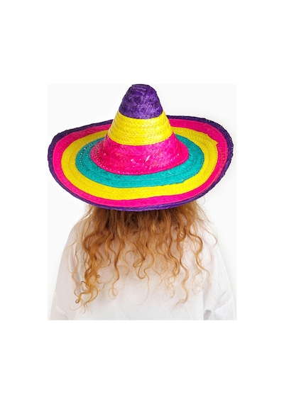 Sombrero Meksika Şapkası Renkli Örme Hasır Çocuk Boy Açık Mavi