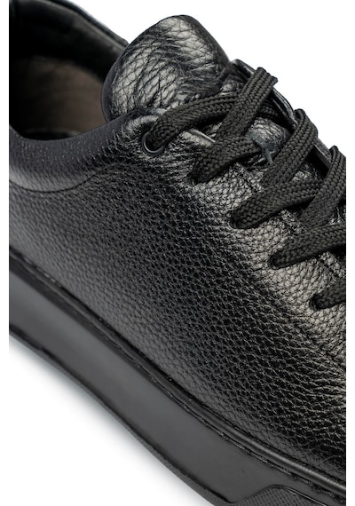 Hatemoğlu Casual Bağcıklı Erkek Deri Sneakers - Siyah