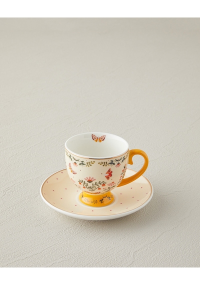 English Home Dipsy New Bone China 4 Parça 2 Kişilik Kahve Fincan Takımı 100 Ml Hardal Hardal