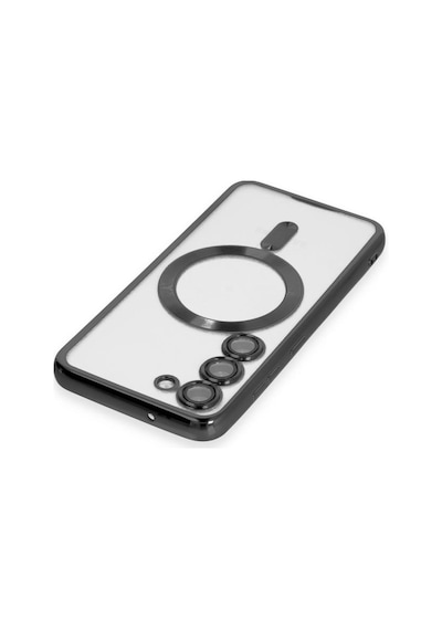 Samsung Galaxy S25 İçin Magsafe İle Uyumlu Kılıf Kamera Lensli Korumalı Şeffaf Silikon Kapak Siyah