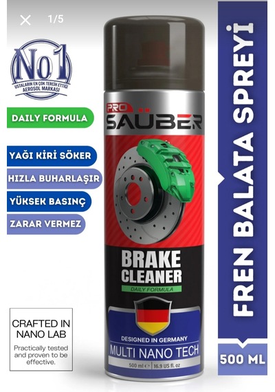 PROSAÜBER Brake Cleaner 500 ML Fren Balata Spreyi – Güçlü Yağ Kir Temizleyici Hızlı Kuruyan