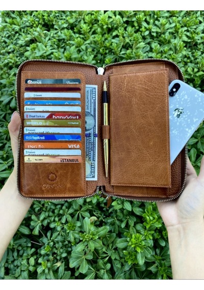 Taba Unisex Telefon Cüzdanı El Çantası Taba