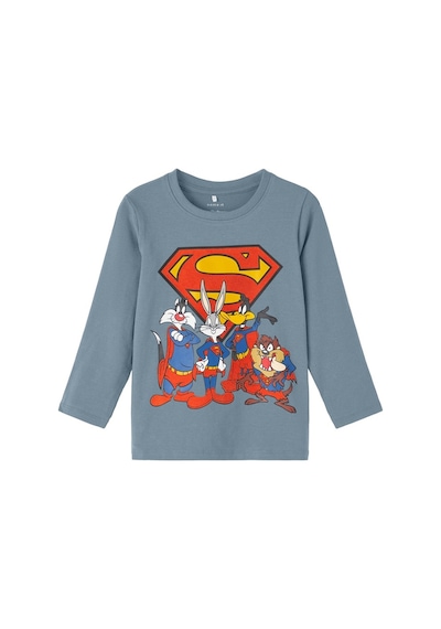 Name It Bisiklet Yaka Baskılı Duman Yeşili Erkek Çocuk Sweatshirt 13221181 001 Yeşil