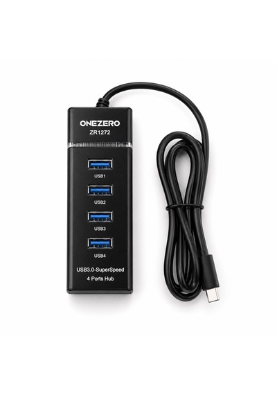 Onezero Zr1272 Type-c Girişli 4 Portlu Usb Hub Çoklayıcı 1x Usb 3.0 + 3x Usb 2.0 1.2 Metre Kablolu Laptop Adaptörü