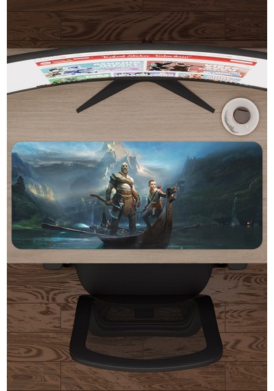 God Of War Kaymaz Dikişli Kauçuk Oyuncu Mousepad V3 - 70x30 Xl Gaming Mouse Pad Fare Altlığı