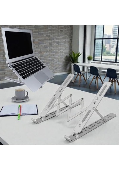 En Büyük Boy Alüminyum Katlanabilir Kademeli Laptop Bilgisayar Notebook Mac Standı, Ergonomik Notebo