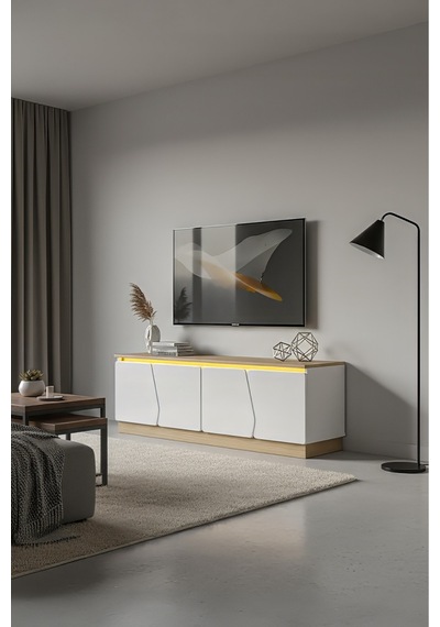 Bohem 150 Cm Tv Ünitesi Ledli Mdf Kapak Beyaz