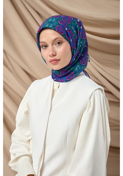 Silk Home Soft Eşarp 73093-06 Saks, Yeşil, Çilek Kırmızısı, Mavi