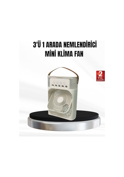 3 Ü 1 Arada Mini Klima Fan Usb Şarjlı, 7 Renk Gece Lambalı Ve Nemlendirici