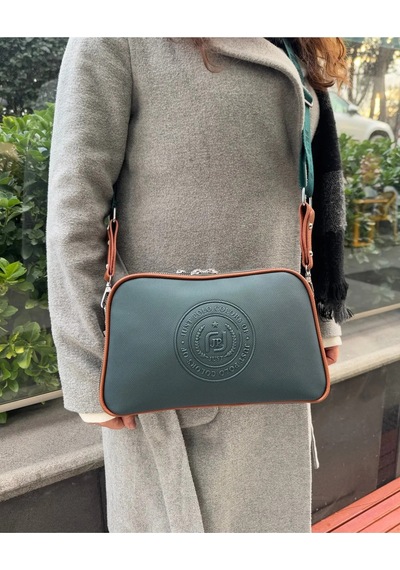Just Polo Kadın Kabartma Baskılı Omuz Çantası Yeşil - Taba
