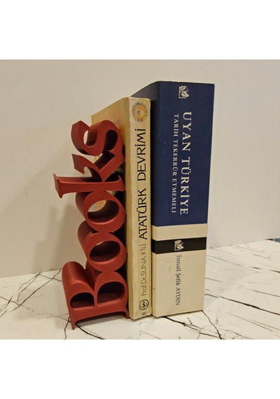 Kitap Tutucu Books Yazılı 3d - Kırmızı-