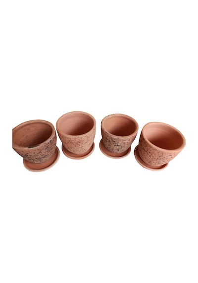 4 Adet Antik Görünümlü Toprak Saksı 12 12 Cm 32212599