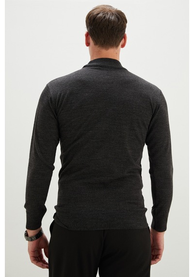 Fullamoda Basic Dik Yaka Regular Fit Triko Kazak Antrasit