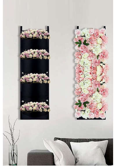 Bundera Blume Çiçeklik Bahçe Balkon Bitki Çiçek Saksı Standı Rafı Keçe Balkon Teras 4 Bölme Asılı Saksı