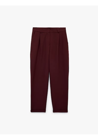 Koton Cepli Katmanlı Paça Yüksek Bel Kumaş Havuç Pantolon Bordo 7wak40028uw