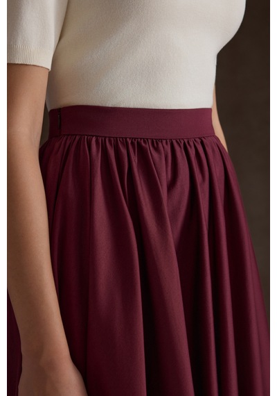 Aker Bordo Büzgülü Kloş Cotton Etek Bordo Bordo
