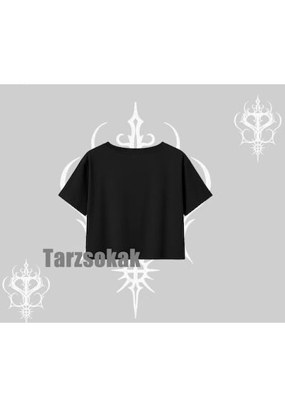 Startmore Startmore Oversize Crop Tshirt Twitch Emotes Cute Girl Anime Expression Siyah