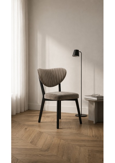 Teknor 4 Adet Elma Sandalye Modern Kadife Kapitone Sırtlı Mutfak Yemek Odası Balkon Kafe Sandalyesi 85 Cm Kahverengi