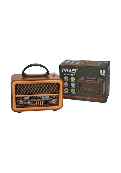 Nns Ns-8070Bt Ahşap Nostaljik Radyo Bluetooth Hoparlör Usb