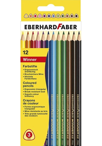 Eberhard Faber Winner Üçgen Kuru Boya Kalemi 12'li 511412
